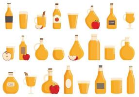 Apple cider icons set cartoon vector. Splash beer vector