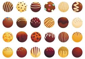 Cocoa bomb icons set cartoon vector. Food chocolate vector