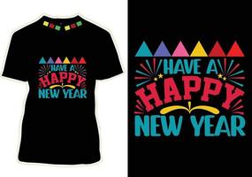 diseño de camiseta feliz año nuevo vector