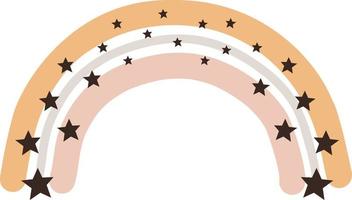 Rainbow with stars and moon in children's scandinavian style isolated on a white background. Perfect for kids, posters, prints, postcards, fabric. vector