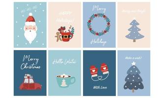 Christmas card template collection xmas posters set vector illustration