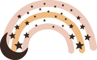 arco iris con estrellas y luna en estilo escandinavo para niños aislado en un fondo blanco. perfecto para niños, afiches, estampados, postales, tela. vector