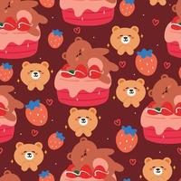 seamless pattern cartoon bear. cute animal wallpaper for textile, gift wrap paper vector