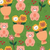 seamless pattern cartoon bear. cute animal wallpaper for textile, gift wrap paper vector