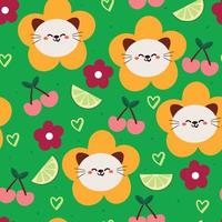 seamless pattern cartoon cat. cute animal wallpaper for textile, gift wrap paper vector