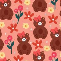 seamless pattern cartoon bear. cute animal wallpaper for textile, gift wrap paper vector
