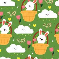 seamless pattern cartoon bunny. cute animal wallpaper for textile, gift wrap paper vector