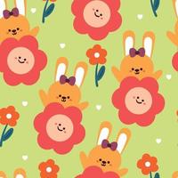 seamless pattern cartoon bunny. cute animal wallpaper for textile, gift wrap paper vector