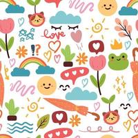 seamless pattern cute drawing. cute stuff wallpaper for gift wrap paper vector