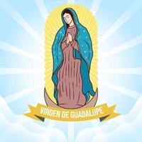 hand drawn flat design virgen de guadalupe illustration vector