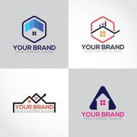 logotipo del edificio. logotipo de préstamo de construcción, diseño de logotipo de finanzas inmobiliarias relacionadas. logotipo de bienes raíces o finanzas domésticas, logotipo de finanzas de construcción. vector