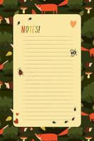 The daily planner template. Organizer and schedule with space for notes. Vector illustration. A to-do list to do. Colorful with leaves