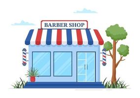 Barber Shop for Male or Female Clients Haircut with Mirrors, Desk and Hair Cutting Equipment in Flat Cartoon Hand Drawn Templates Illustration vector