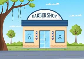 Barber Shop for Male or Female Clients Haircut with Mirrors, Desk and Hair Cutting Equipment in Flat Cartoon Hand Drawn Templates Illustration vector