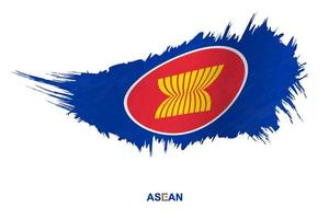 Flag of ASEAN in grunge style with waving effect. vector