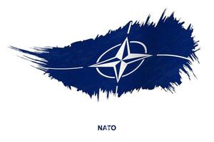 Flag of Nato in grunge style with waving effect. vector