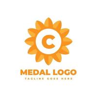 letra c flor medalla vector logo diseño elemento