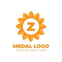 elemento de diseño de logotipo de vector de medalla de flor de letra z