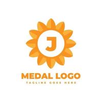 letra j flor medalla vector logo diseño elemento