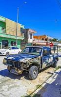 Playa del Carmen Quintana Roo Mexico 2022 Broken scrap tire rustic cars car Playa del Carmen Mexico. photo