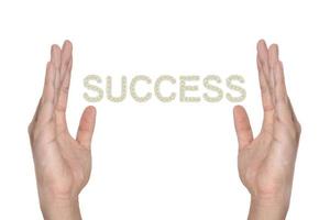 Success in hand isolated on white , successful business idea photo