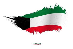 Flag of Kuwait in grunge style with waving effect. vector