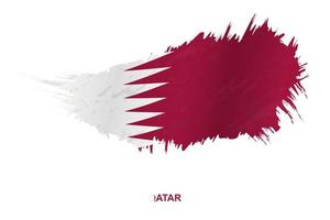 Flag of Qatar in grunge style with waving effect. vector