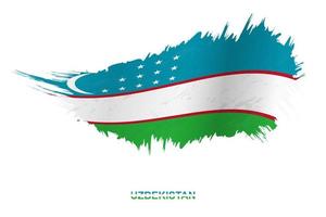 Flag of Uzbekistan in grunge style with waving effect. vector