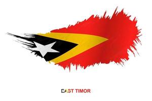 Flag of East Timor in grunge style with waving effect. vector