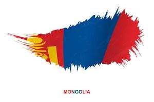 Flag of Mongolia in grunge style with waving effect. vector