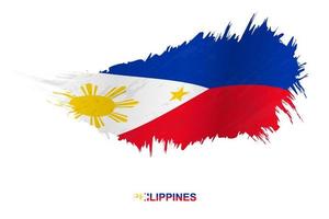 Flag of Philippines in grunge style with waving effect. vector