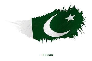 Flag of Pakistan in grunge style with waving effect. vector