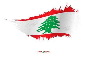 Flag of Lebanon in grunge style with waving effect. vector