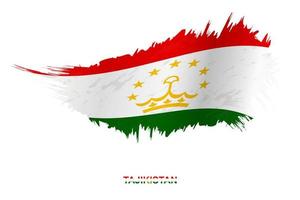 Flag of Tajikistan in grunge style with waving effect. vector