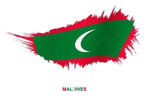 Flag of Maldives in grunge style with waving effect. vector