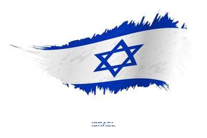 Flag of Israel in grunge style with waving effect. vector