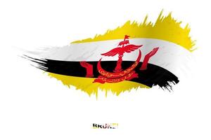 Flag of Brunei in grunge style with waving effect. vector