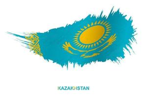 Flag of Kazakhstan in grunge style with waving effect. vector