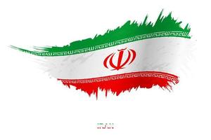 Flag of Iran in grunge style with waving effect. vector