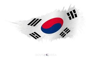 Flag of South Korea in grunge style with waving effect. vector