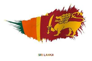 Flag of Sri Lanka in grunge style with waving effect. vector