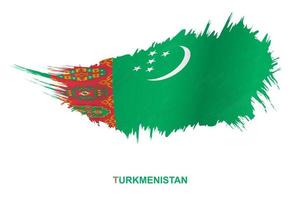 Flag of Turkmenistan in grunge style with waving effect. vector