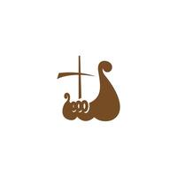 Viking ship icon logo design illustration vector