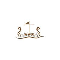 Viking ship icon logo design illustration vector