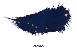 Flag of Alaska state in grunge style with waving effect. vector