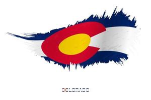 Flag of Colorado state in grunge style with waving effect. vector