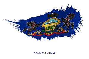 Flag of Pennsylvania state in grunge style with waving effect. vector