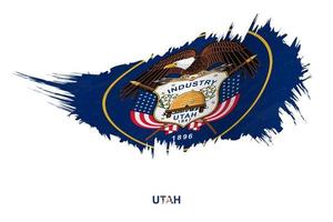 Flag of Utah state in grunge style with waving effect. vector