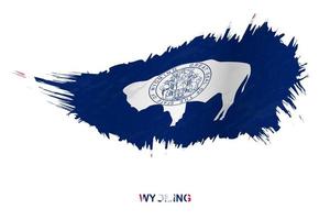 Flag of Wyoming state in grunge style with waving effect. vector