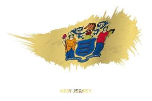 Flag of New Jersey state in grunge style with waving effect. vector